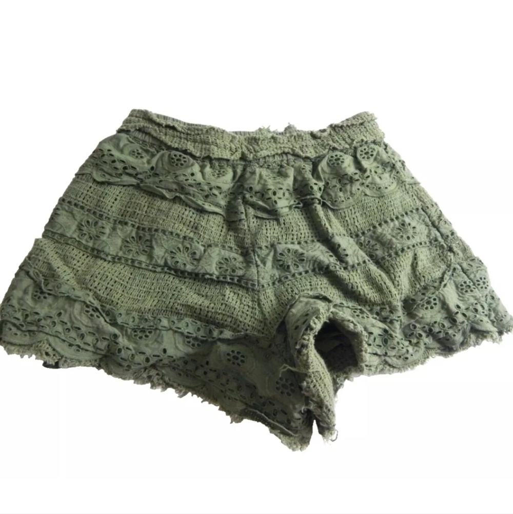 Free People Beach Daze Green Lace Shorts - Picture 3 of 3